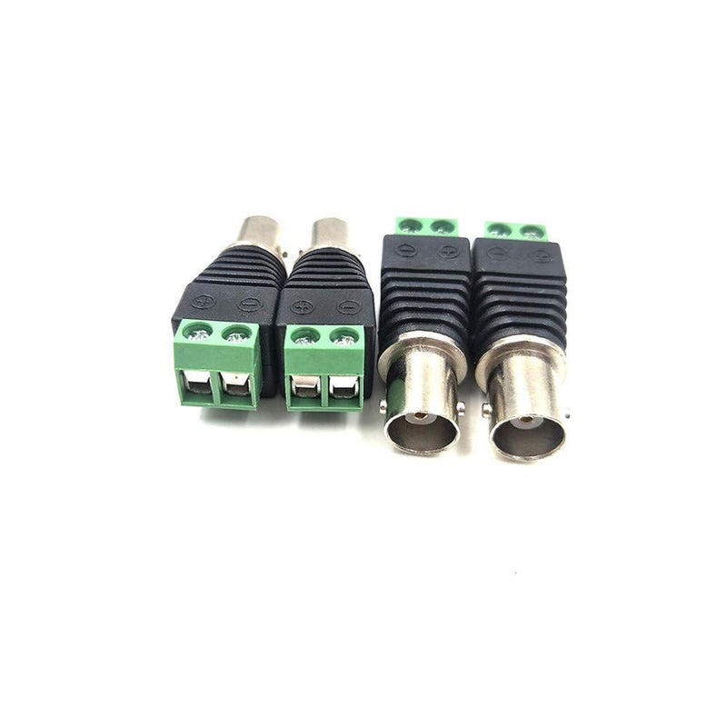 bnafes Female Jack to AV 2 Screw Terminal Connector for Coaxial CAT 5 to CCTV BNC Camera Video Balun Adapter (Green) - 10 Pcs - Image 1